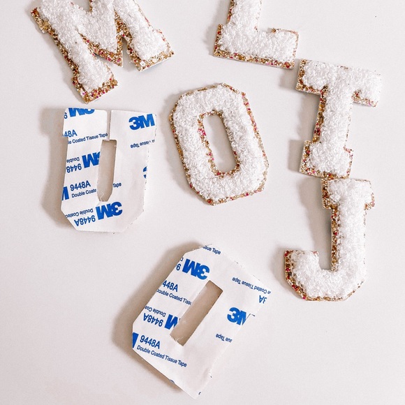 Purple Monogram Gold Glitter Chenille Letter Patch - Picture 3 of 6